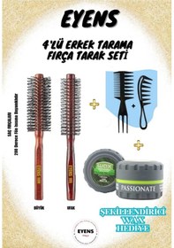 Resim Eyens 4'lü Fırça Tarak Seti 150 Ml Kavanoz Wax Hediye 