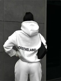 Resim Mood The Label Kışlık Eşofman Takımı - Beyaz Baskılı Kapüşonlu Oversize Şardonlu Beyaz-269539 