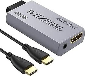 Resim AUTOUTLET Wii - HDMI Adaptörü, Wii Hdmi 1080P/720P Full HD Dönüştürücü, 3.5mm video ses çıkış jakı ve 1m HDMI kablosu ile, Nintendo Wii ve WII U için, TV Monitörü Beamer TV (gri) 