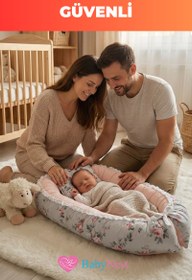 Resim Gülbahçesi Desenli Baby Nest Yenidoğan Bebek Yatağı – Ultra Yumuşak, Güvenli, Taşınabilir Anne Kucağı Yatağı 