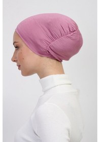 Resim Lastikli Kaymaz Geçmeli Pratik Tesettür Bone Pembe 