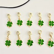 Resim 10 adet Şanslı Dört Yapraklı Yaprak Anahtarlık Seti - Alaşım Karikatür/Bitki Tasarımı, Karides Tokası - St. Patrick Günü, Mezuniyet Töreni, Düğün, Çanta Süsleri için Mükemmel Hediye 