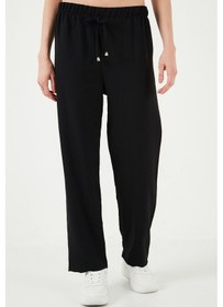 Resim Lela Relaxed Fit Bol Paça Bayan Pantolon 5865826 Siyah 