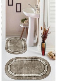 Resim Multi Kaymaz Taban Retro Oval Banyo Paspas Takım Bb-120 çok renkli 