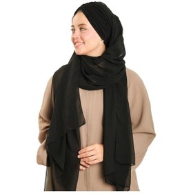 Resim Hürrem Bone Siyah Pratik Hazır Geçmeli Bone Şal Şifon Drapeli 2507 01 siyah 