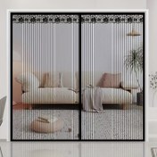 Resim Büyük Siyah Çizgili Manyetik Kapı Perdeleri - Yaz Sivrisinek Ağı, Delme Gerektirmeyen Kolay Kurulum, Otomatik Kapanma, Yatak Odası, Balkon, Mutfak için Nefes Alabilen Kumaş - Ev Dekorasyonu, Sivrisinek Koruma|Dekoratif Kapı Perdeleri|Kolay Kurulum Perdeleri 