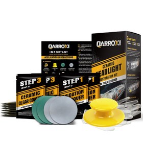 Resim QARROXI Cefor far yenileme kiti, 3 adımlı DIY far yenileme, UV bloke eden açık kaplama, gelişmiş ışık çıkışı ve ışın hassasiyeti, dayanıklı kumaş malzeme, çoklu modeller için uyumlu 