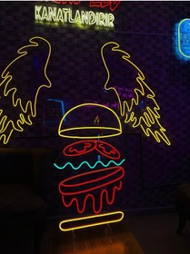 Resim Hamburger Figürlü Neon Tabela Kırmızı 