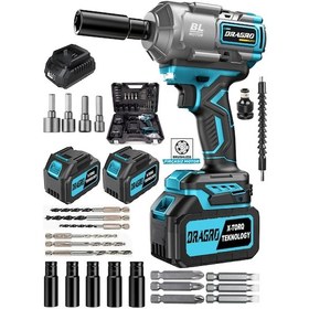 Resim Dragro DRG-800 NM 10 Pilli Çift Akülü Torklu Somun Sıkma Bijon Sökme Mavi 