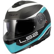 Resim Ls2 Strobe 2 Victory Motosiklet Kaskı Beyaz - Mat Tıtanium- Mavi 