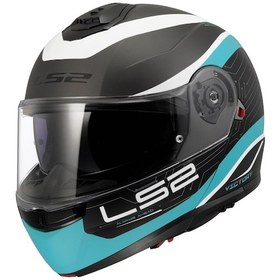 Resim Ls2 Strobe 2 Victory Motosiklet Kaskı Beyaz - Mat Tıtanium- Mavi 