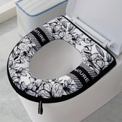 Resim 1 Adet Kalınlaştırılmış Tuvalet Koltuk Minderi Fermuarlı - Su Geçirmez Çizgi Film Çiçek Desenli, Yumuşak Polyester Kolay Temizlenebilir Sıcak Ped ile Rahat Banyo Deneyimi için - Halloween & Noel İçin Mükemmel Hediye, Tuvalet Dekoru, Eğlenceli Ev Aksesuarı, Yüksek Kaliteli Dolgu, Ev Dekoratörleri 
