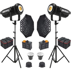 Resim Gdx Lv-700c-ıı B Bi Color Led Video Işığı 2'li Full Set (gridli 170 Octa Softbox + Tripod) 