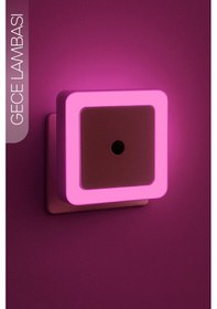 Resim Kare Otomatik Gece Lambası Işığa Duyarlı Karanlık Ldr Sensörlü Koridor Pembe Gc02 Pembe 