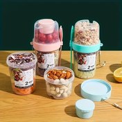 Resim 1 adet Çatallı Salata Bardağı, Sos Rafı ile Taşınabilir Plastik Salata Şıkır Şıkır Kapak, Elde Yıkanabilir Yuvarlak PP Malzeme, Piknik, Öğle Yemeği, Kahvaltı, Mutfak Aleti, Okul Malzemeleri, Öğle Kutuları için İdeal 