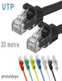 Resim IRENIS Cat7 Ethernet Network Internet Lan Kablosu, Renkli Siyah-30 Metre 