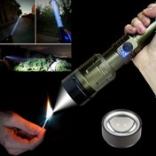 Resim Yeşil Parlayan El Feneri - Fokus Lensi ile, 5000mAh Şarj Edilebilir Pil, Gece, Açık Hava ve Acil Durum Kullanımı için Güçlü Fokus, Ateş Başlatabilir, USB Kablosu Dahil, Parlayan Cep Lambası, Yüksek Kaliteli Lens 