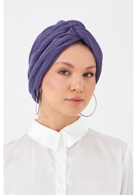 Resim Hürrem Bone Mor Çapraz Büzgülü Tesettür Bone Fukuro Piliseli 2512 22 Mor 