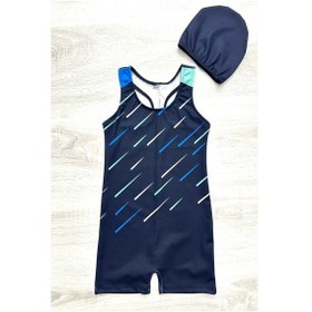 Resim My Kids Wear Yüzücü Şortlu Kız Çocuk Mayo Boneli Lacivert 