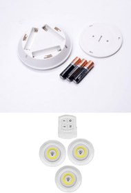 Resim 5DM 3lü Uzaktan Kumandalı Yapışkanlı Kablosuz Led Spot Lambalar 