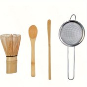 Resim 4 adet / Set Bambu Çay Kaşığı Matcha Karıştırıcı Çay Kaşığı ve Kaşık Çay Süzgeçleri Çay Yapma Araçları 
