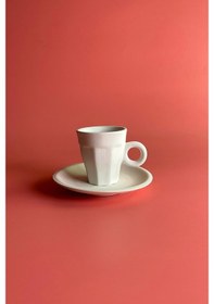 Resim Uzun Köşeli Fincan Seramik Bisküvi 2'li Ham Ürün 