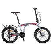 Resim Kron FD2100 - 20 Jant Katlanır Bisiklet Mekanik Disk Fren Gri-Kırmızı 