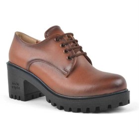 Resim Shoes Center Taba Bağcıklı Topuklu Oxford Kadın Ayakkabı 