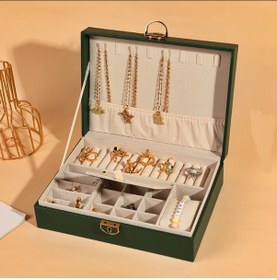 Resim Mdl10- Yeşil Takı Kutusu Kilitli Deri Görünümlü Takı Düzenleyici 