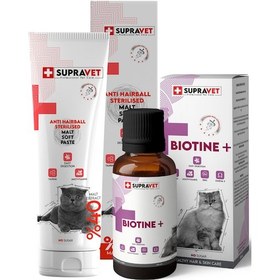 Resim Supravet Kısırlaştırılmış Kedi Malt Macunu 100 G + Biotine Tüy Dökülmesi Engelleyici Damla 100 ML 