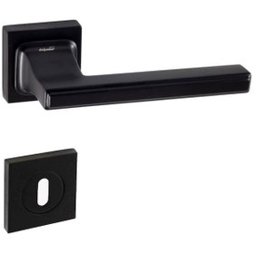 Resim Doğanlar Techno Kare Rozetli Kapı Kolu Mat Siyah Oda 