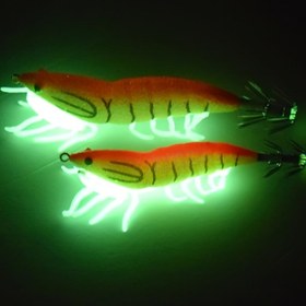 Resim 1 Adet JTUUWRAP Gece Balıkçılığı için Parlayan Yumuşak Kalamar/Karides Yem - Gece, Sığın ve İskele Balıkçılığı İçin Gerçekçi Deniz Tasarımlı Ağır Hizmet Tipi Kurşunlu Yem - Avcı Balıklara Karşı Artırılmış Görünürlük & Çekicilik 