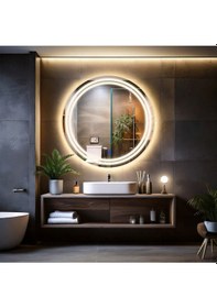 Resim Luna Led'li Kumlamalı Lavabo & Banyo Aynası Dokunmatik Sensörlü 90 X 90 Günışığı 