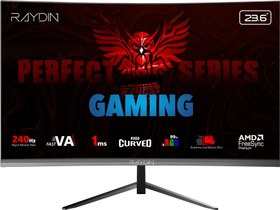 Resim Raydın MM24RFA-240HZ, 23.6", 1ms, 240Hz, Full HD, HDMI, DP, Hoparlör, VA LED, R1650 Curved, Frameless, FreeSync Gam 