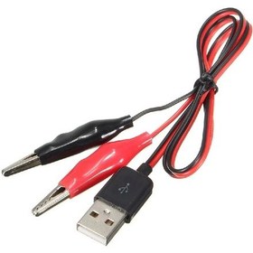 Resim Usb Erkek Krokodil Çevirici Kablo - 5v Kaynak Test Kablosu 60cm Max 2a 