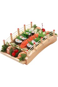 Resim United Foods 53 cm Ahşap Sushi Sunum Köprüsü - Sunum Standı | Japon Servis Köprüsü | Büyük Boy 