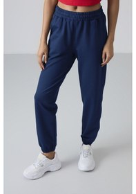 Resim Tommy Life İndigo Cepli Yüksek Bel Rahat Form Lastik Paça Kadın Eşofman Alt - 94583 İndigo 