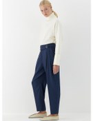 Resim Kemer Tokalı Pileli Pantolon Lacivert Lacivert 