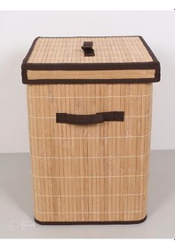 Resim Doğal Bambu Kirli Çamaşır Sepeti 32x32x45 Cm. Doğal Bambu 