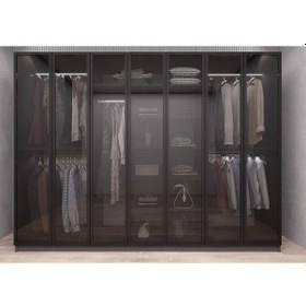 Resim Vetra Reflekte Cam 7 Kapaklı Gardırop Montaj Dahil - Füme 245 Cm 