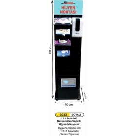 Resim Arı Metal Hijyen Istasyonu Fotoselli 1,2 Lt Pls Dezenfektanlıklı Geniş 