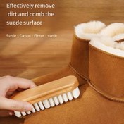 Resim 1 adet Premium Suede Ayakkabı Fırçası - Ham Kauçuk Kenarı ile Etkili Kir ve Tarak Temizliği, Hassas Yüzeyler için Yumuşak Kıl, Kahverengi Botlar ve Suede Napsler için İdeal, Ayakkabı Bakımı | Ergonomik Tasarım | Dayanıklı PP Malzeme 