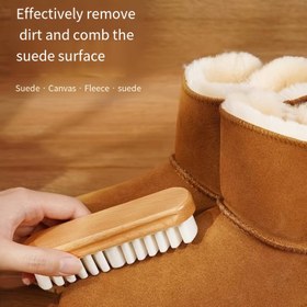 Resim 1 adet Premium Suede Ayakkabı Fırçası - Ham Kauçuk Kenarı ile Etkili Kir ve Tarak Temizliği, Hassas Yüzeyler için Yumuşak Kıl, Kahverengi Botlar ve Suede Napsler için İdeal, Ayakkabı Bakımı | Ergonomik Tasarım | Dayanıklı PP Malzeme 