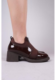 Resim Velın Rugan Garnili Topuklu Bootie Kahverengi-8360 Haki 