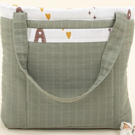 Resim Bebek Bakım Çantası - Haki Muslin - Galaksi ve Harfler 