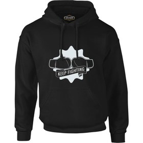 Resim Keep Fighting Boxing Siyah Erkek Fermuarsız Kapşonlu - Siyah / M 
