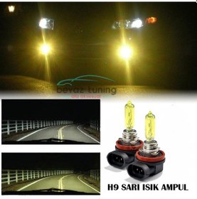 Resim H9 Jdm Süper Sarı Işık Far Ampul 12V 100-55W 