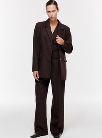 Resim Kruvaze Oversize Blazer Ceket - Kahverengi - Kahverengi / L 