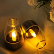 Resim 6 Adet Güneş Enerjili Paslanmaz Çelik Mum LED Işıklar, Sıcak Beyaz, Dış Mekan Gece Lambası, IP44 Sıçramaya Dayanıklı, Otel Balkonları, Patio Bahçeler, Sokak Koridorları, Düğün, Yemek Masası için Uygun, Tatil Atmosferi Dekorasyon Hediyesi 