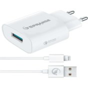 Resim Sprange L-20 iPhone Uyumlu Lightning 10.5 Wolt Hızlı Şarj Cihazı Kablo Başlık Takım X-Xs-11-12-13 